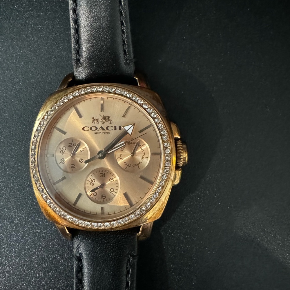 Coach Boyfriend Watch Black Strap Pre-owned